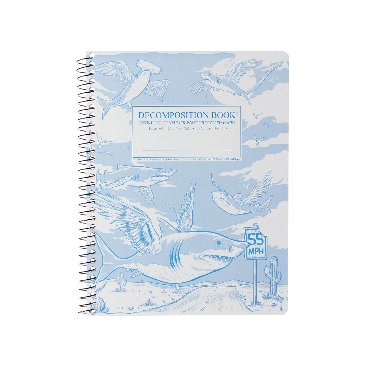 Flying Sharks Large Spiral Notebook